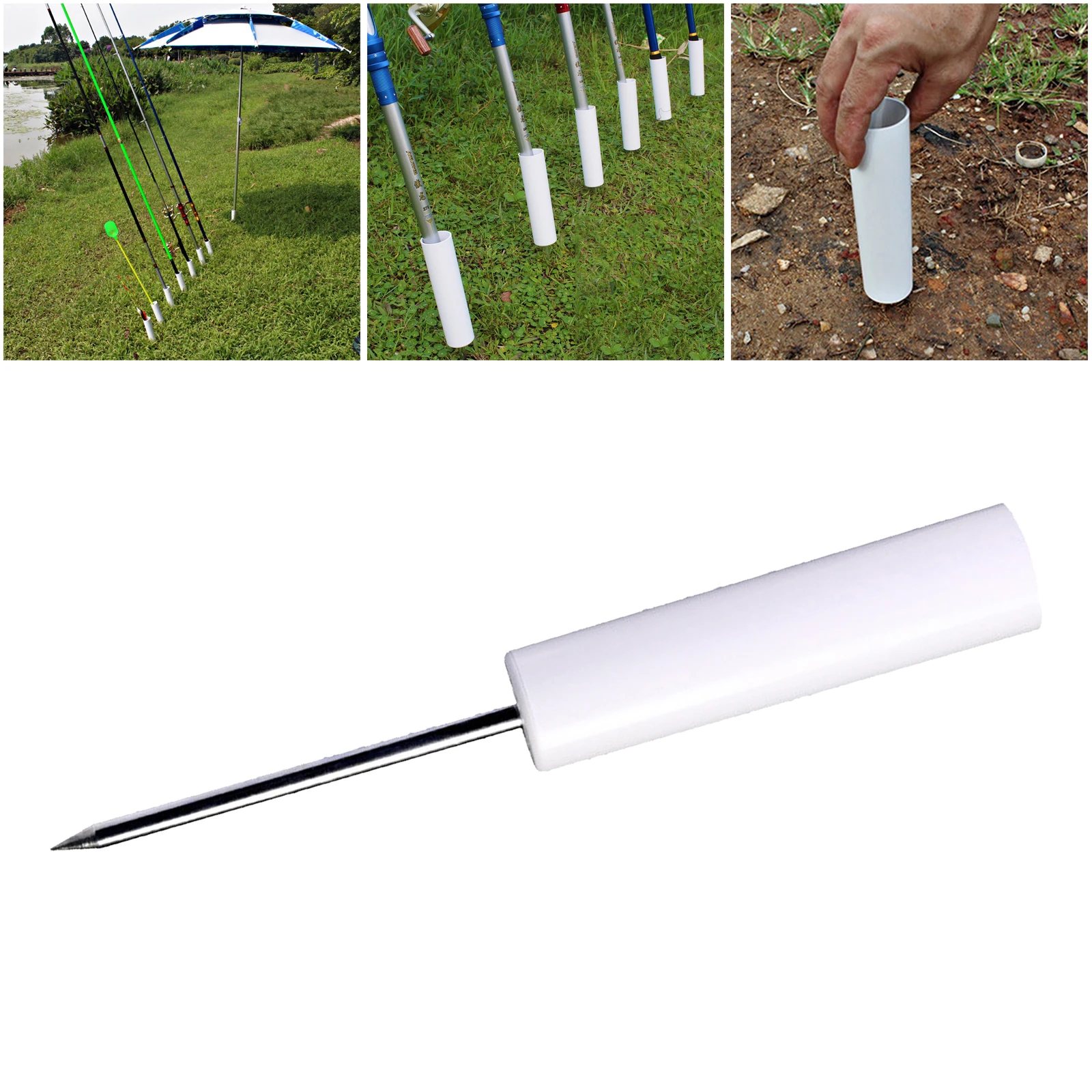 Fishing Rod Pole Holder Insert Ground PVC for Bank Fishing Fishing Supplies
