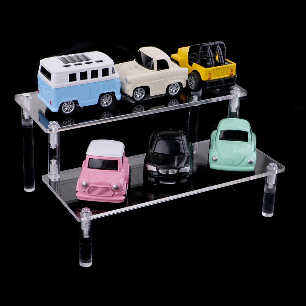 1Pcs Acrylic Riser Stand Shelf for    Figure Display, 2 Steps Acrylic Display for Decoration and Organizer-Small
