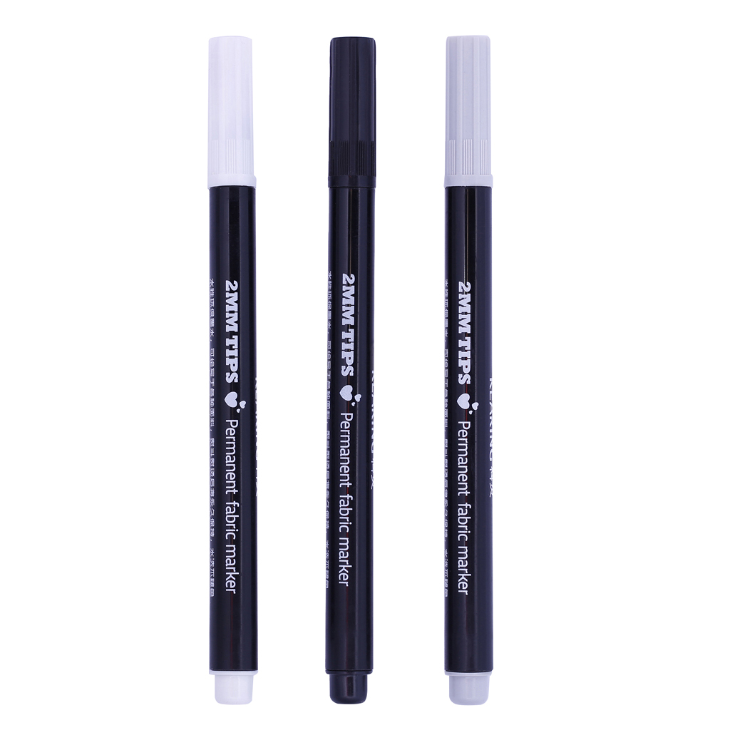 3Pcs/Set 2mm Fabric And T-Shirt Liner Permanent Fabric Maker Pens for Name Tags Label Garments Bag Textile Paint DIY
