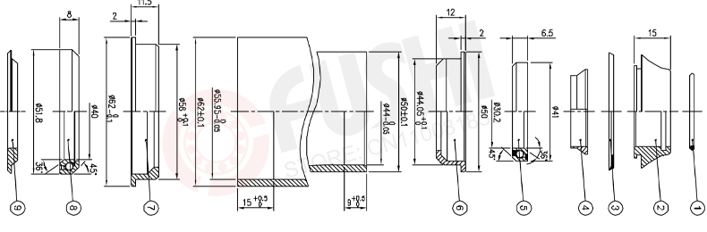 Acb495h 2, 5 1-teilige Rennrad-Headset-Lager 6,5*40.5*49.5mm 6,5 Grad Chromstahl konisch oben unten acb Lagers atz – Detail 8