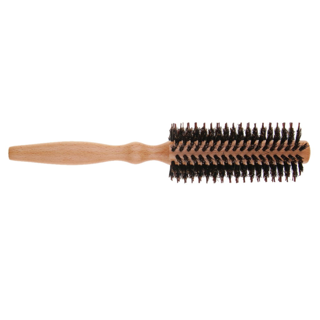 Round Brush Curling Hair Comb with Natural Wooden Handle Salon Hair Styling