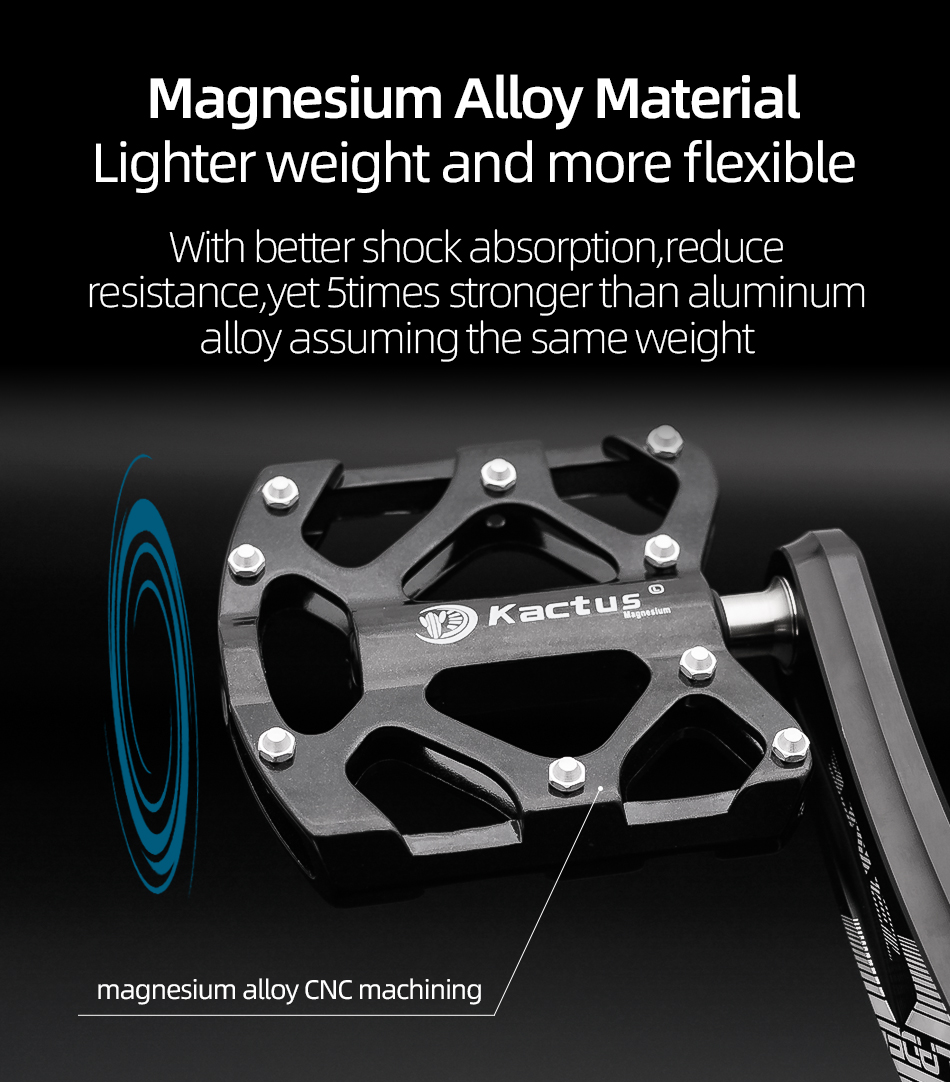 KACTUS Ultralight Titanium Axle MTB Road Bike Pedals Magnesium Alloy Body BMX Anti Skid XC DH 18T Cycling Part MTB Accessories