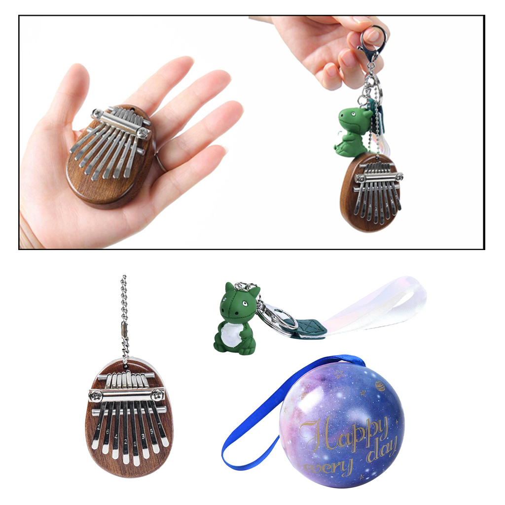8 Key Mini Kalimba Exquisite Finger Thumb Piano Marimba Musical Pendant Gift for Backpack Schoolbag Musical Lovers