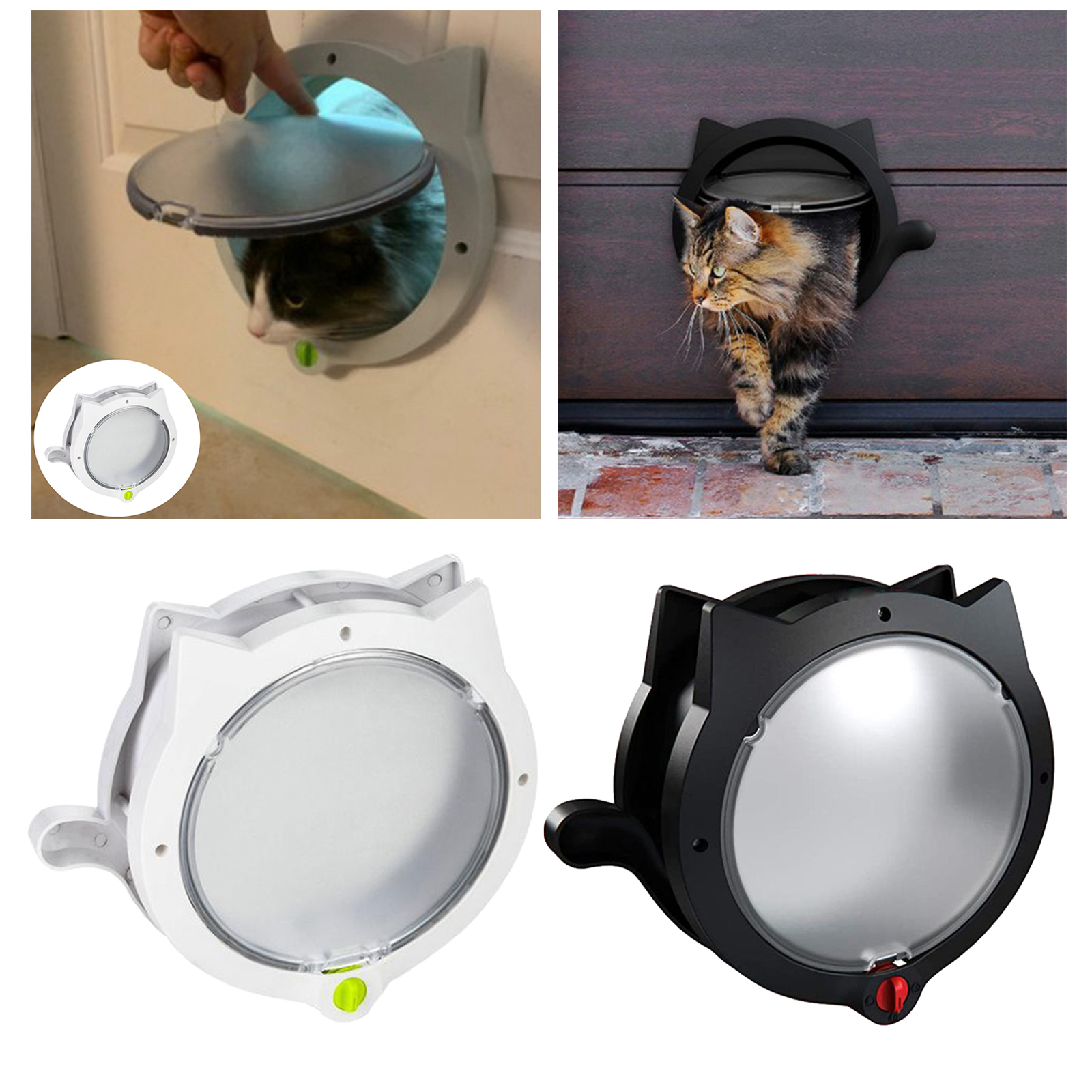 4 Way Lock Cat Flap Door Hidden Litter Box Pet Door for Interior/Exterior Doors