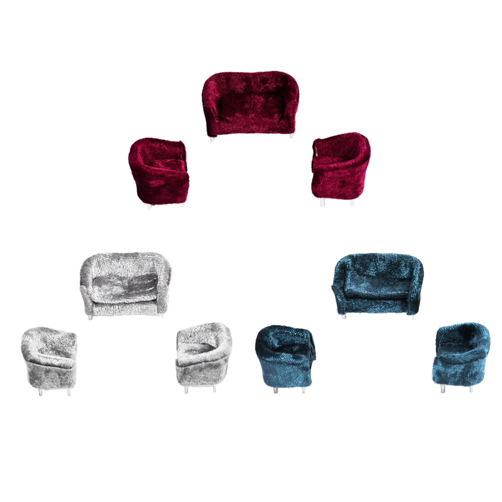 3Pcs/Set Miniature Sofa Doll House Furniture Mini Couch 1/25 Scale,Dollhouse Decoration Accessories