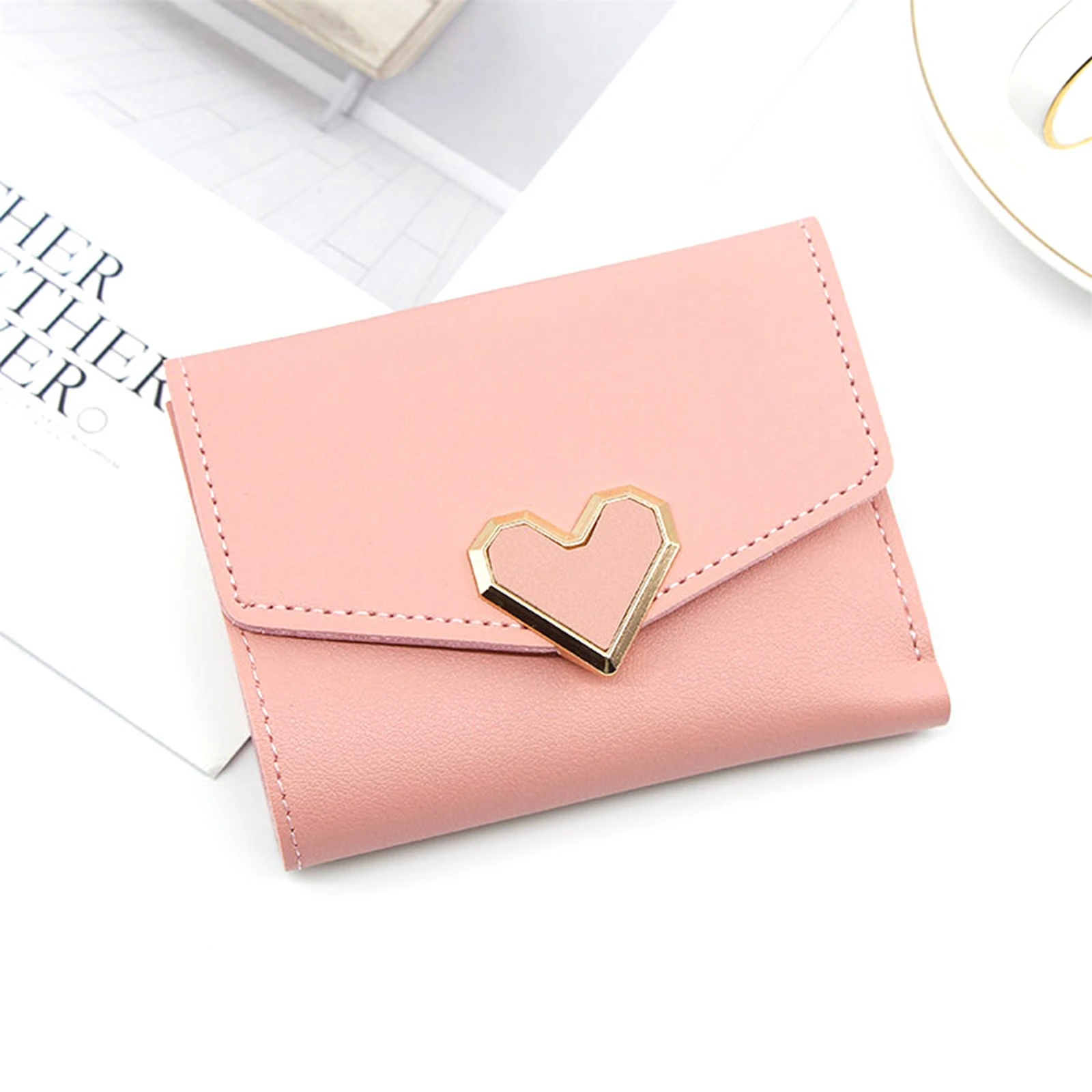 Women's Coin Purse Ladies Compact Leather Foldable Short Wallet Clutch Bag
