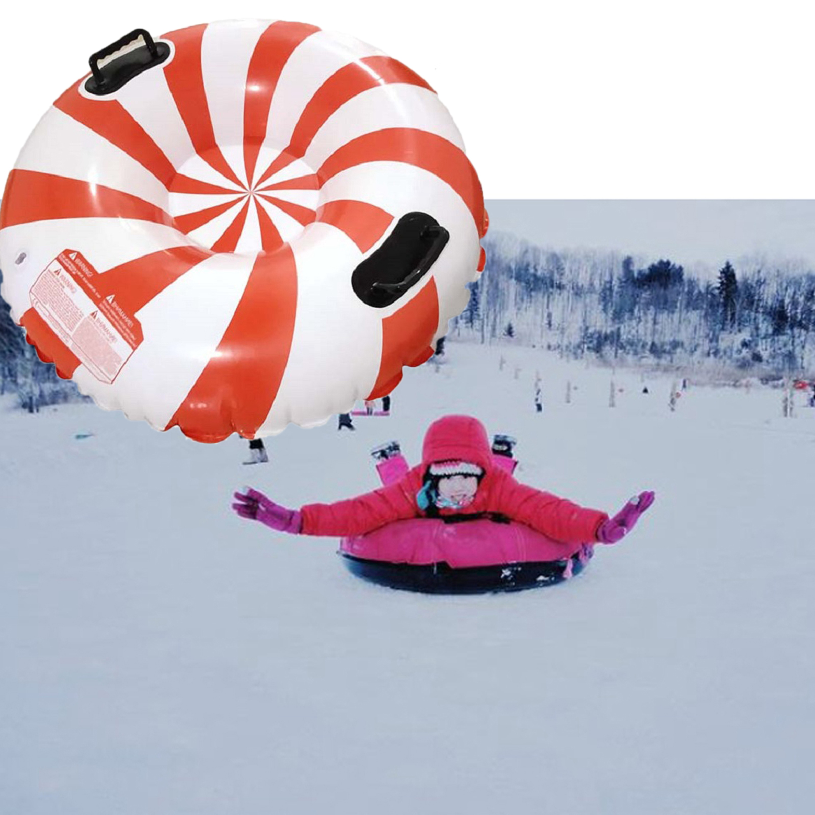Winter Snow Tube Inflatable Snow Sled Highly Tolerant Abrasion Floated Grass Skiing Board for Children Adults Christmas Gifts