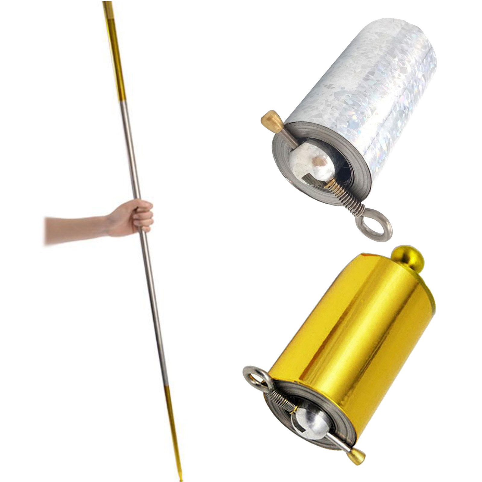 43.3inch /110cm Metal Appearing Cane with Teaching Cards, Pocket Staff  Stage   Trick for Amateur Beginners