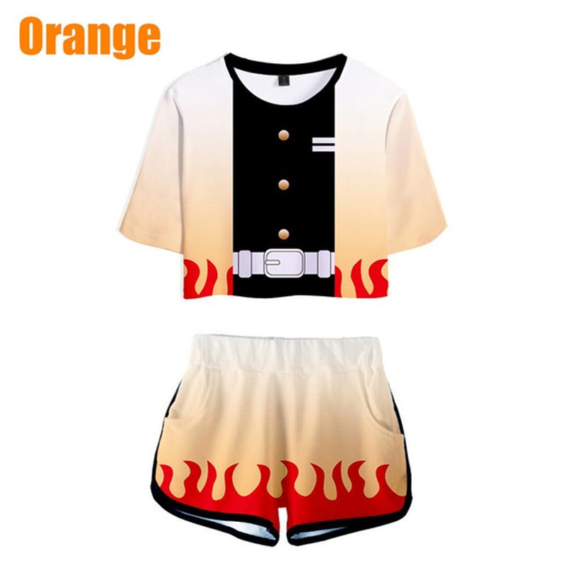 cosplay verão sexy colheita topo camiseta shorts 2 peças conjuntos