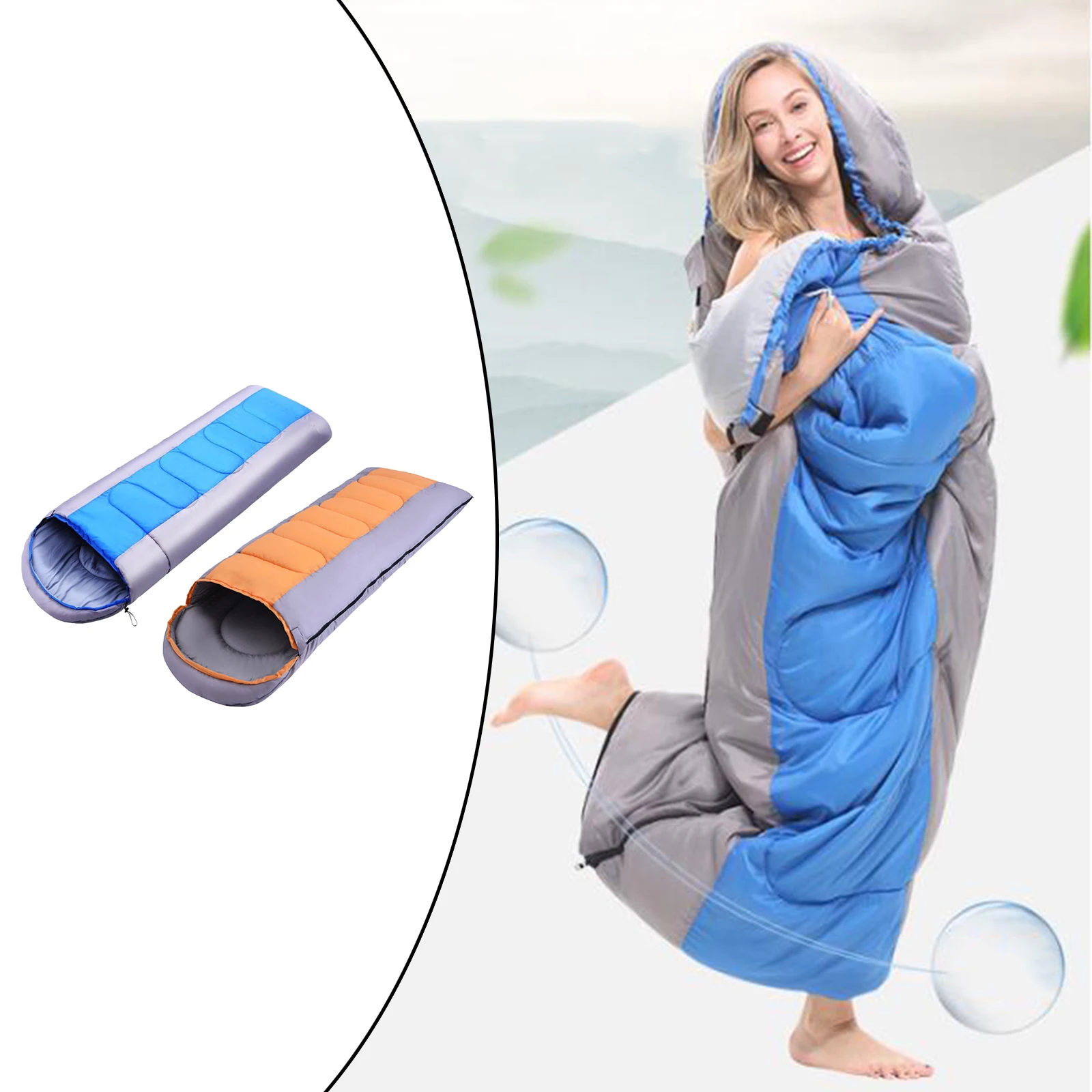 Sleeping Bag Indoor Outdoor Zippered Holes for Feet Compact Wearable Ultralight for Backpacking Women Youth Girls Teens