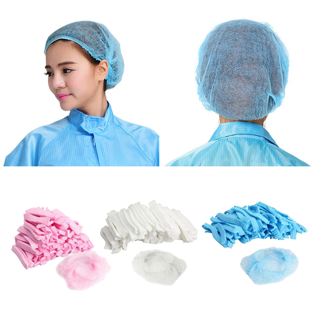 300 Pieces  Hair Head Cover Net Cap Disposable Lightweight Breathable Shower Bathing Cap Bouffant Non-woven Cap