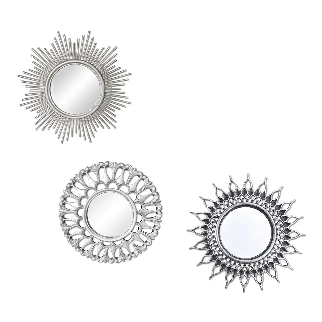 Silver Mirrors for Wall Decor, Wall Decorations for Living Room, Small Round Mirror Wall Decors for Bedroom & Bathroom