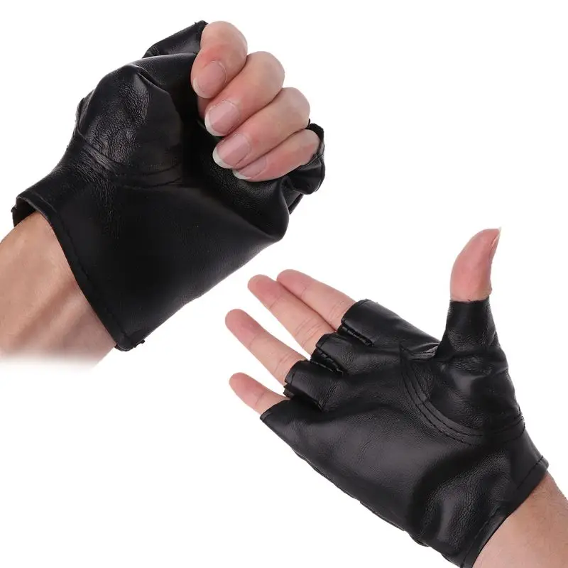 driver gloves 1 Pair Cycling Half Finger Glove PU Leather Unisex Glovs Anti-Slip Fingerless Gloves Breathable Punk Gloves For Cycling Fitness best warm gloves for men