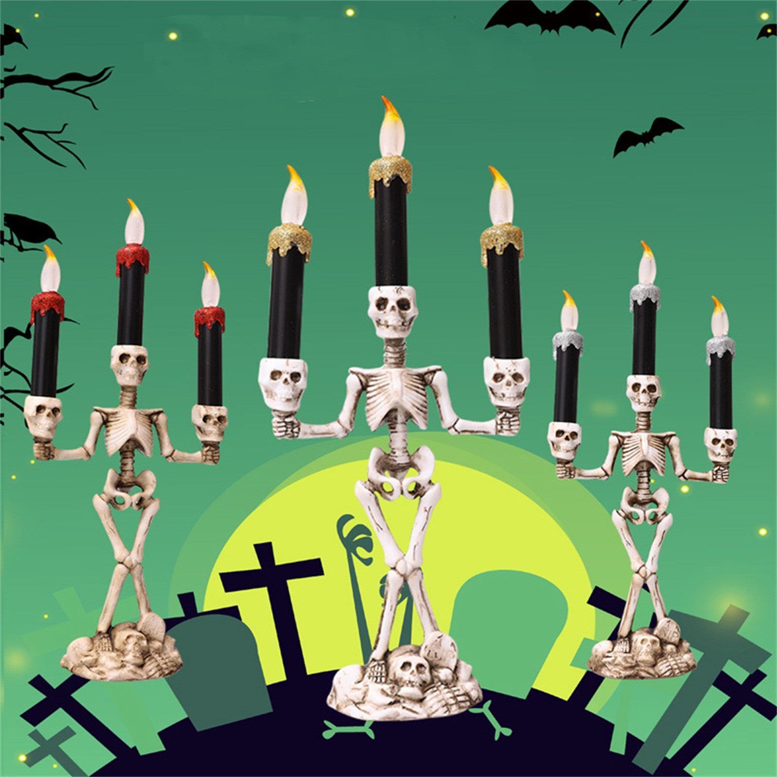 Th Skeleton Candle Holder Frightening Resin Candlestick Crafts For