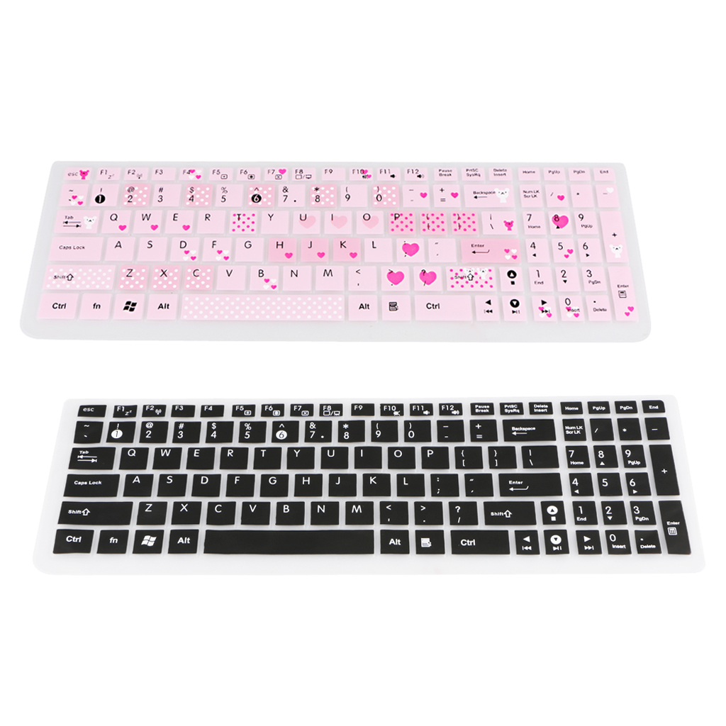 2pcs Folding Keyboard Protector Keypad Skin Dust Dirt Remove Pink & Black