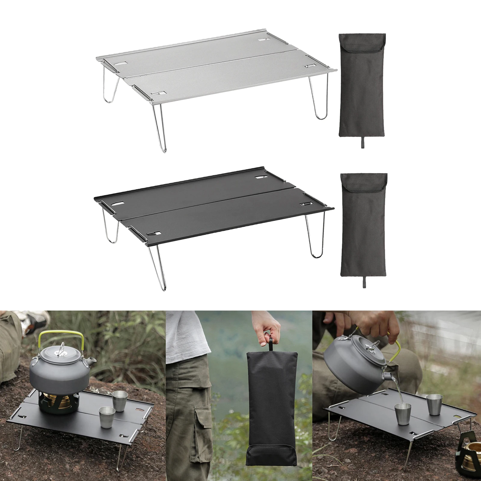 Mini Outdoor Folding Table Portable Ultra-light Aluminum Alloy Collapsible Backpacking Hiking BBQ Garden Camping Fishing Desk