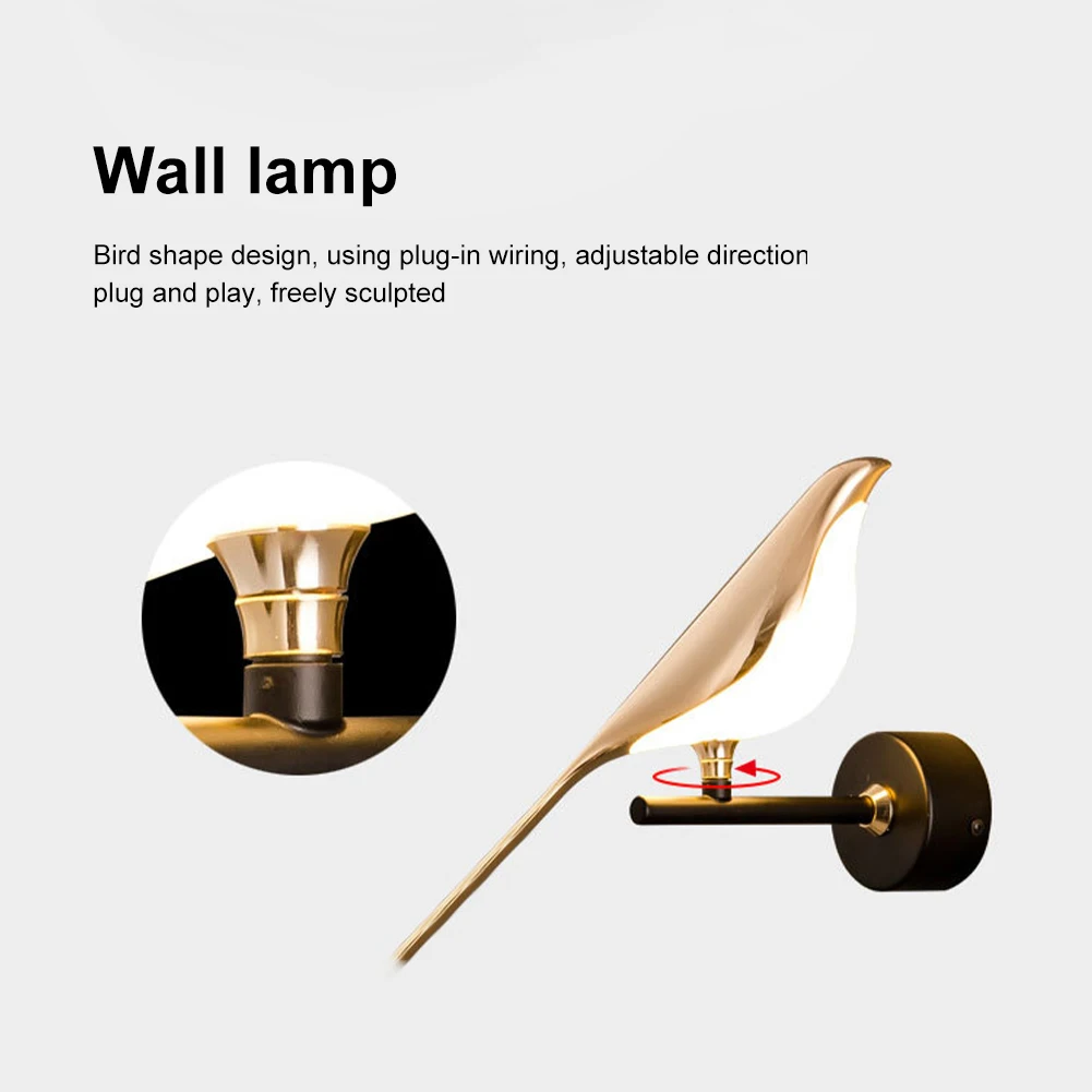 Bird Shape Background LED Wall Lamp Eye Protection Acrylic Lampshade Living Room decorative wall lights