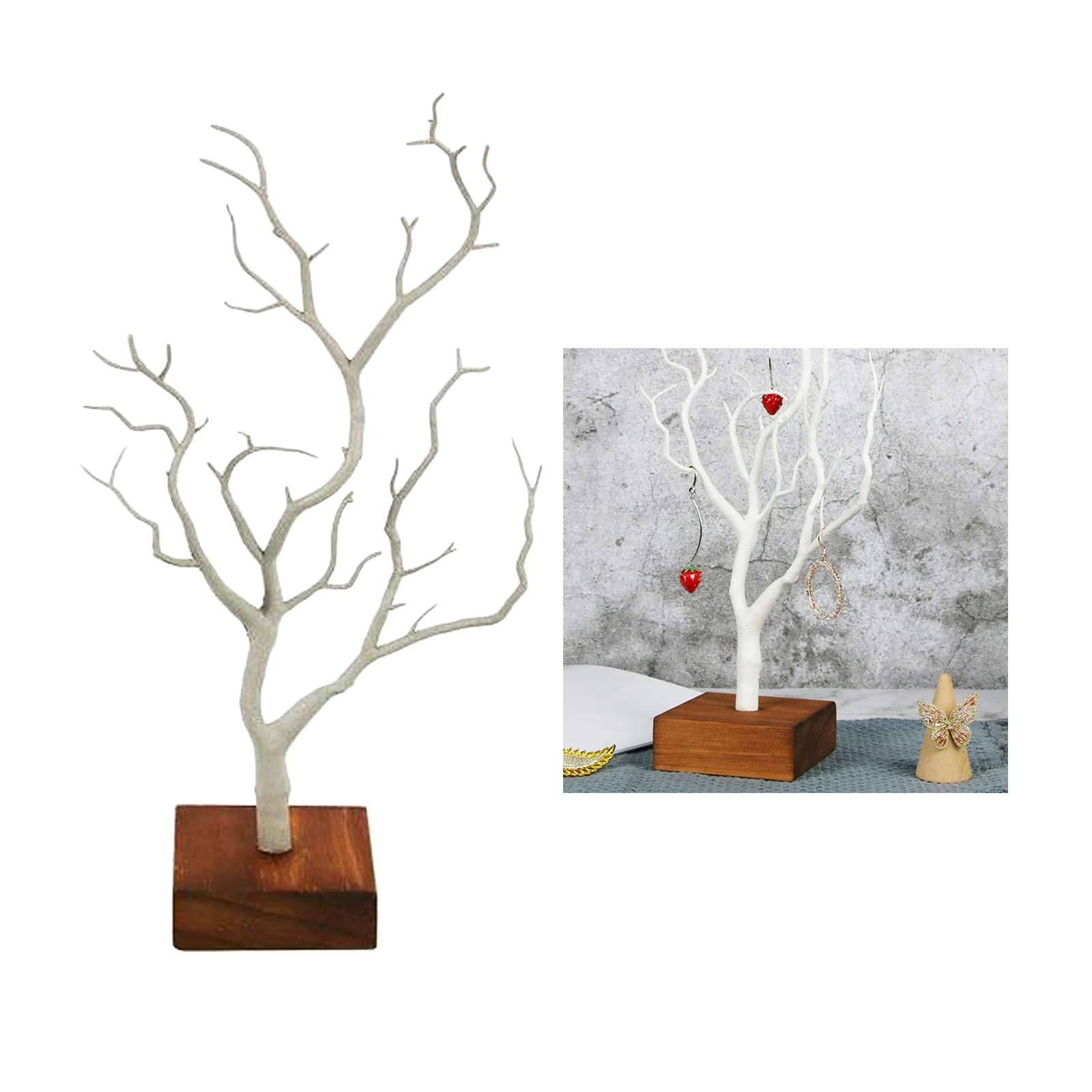 Jewelry Stand - Tree Jewelry Stand Display Rack Earring Necklace Ring Holder Organizer Color: White