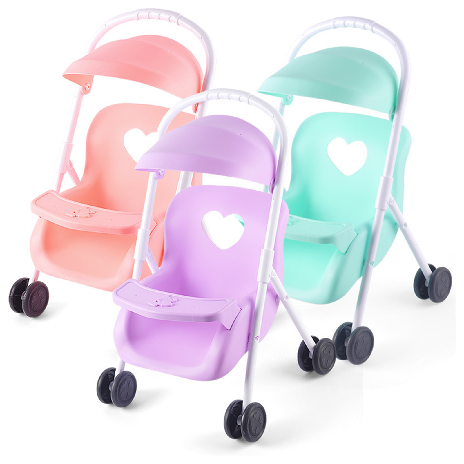 Infant Dolls Stroller Pushchairs Collapsible Mini Prams Kids Pretend Play Toy