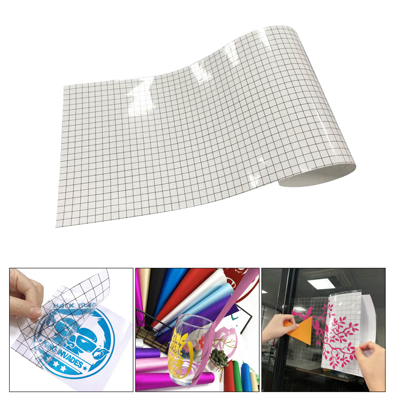 Transfer Tapes for Vinyl - 100x100cm with Grid Clear Vinyl Transfer Tape for Adhesive Vinyl, Perfect for Cricut