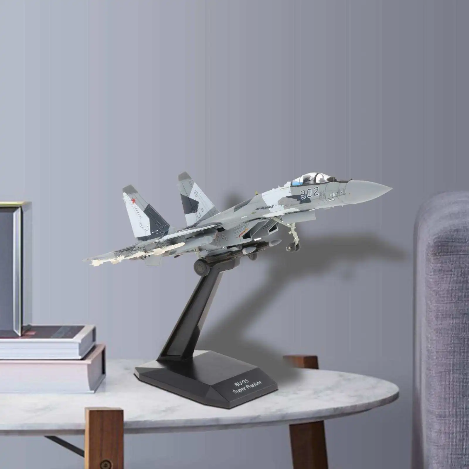 1:100 Sukhoi Su-35 Alloy Model Aircraft with Display Stand Home Ornaments