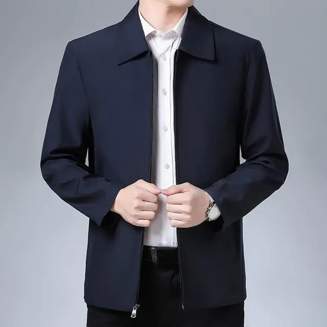 Men's Casual Jacket Mens Fashion Simple Winter Coat Lapel Collar