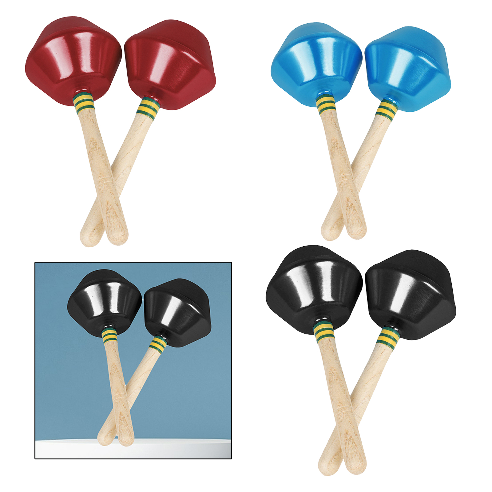 2 Pieces Educational Sand Hammer Wooden Handle Percussion Musical Instrument Toy for Performance