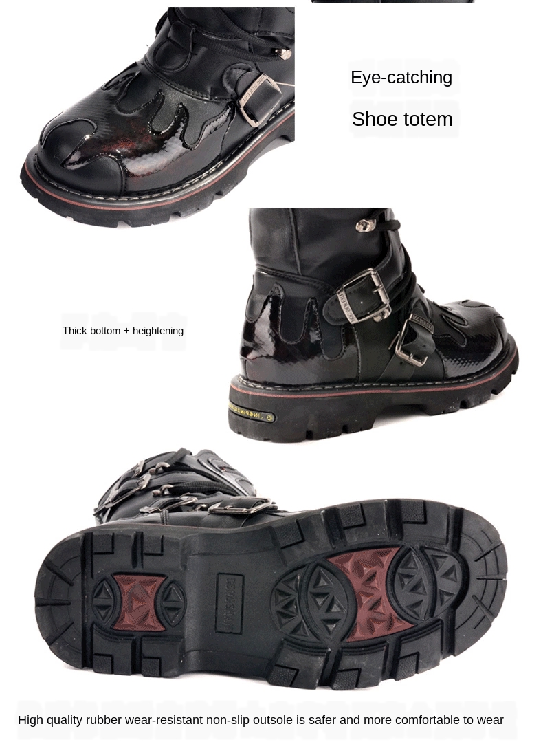 Genuine Leather Men's Motorcycle Boots Knee High Punk Tactical Tactical Boots Winter Snow Boots New Male Rock Half Boots