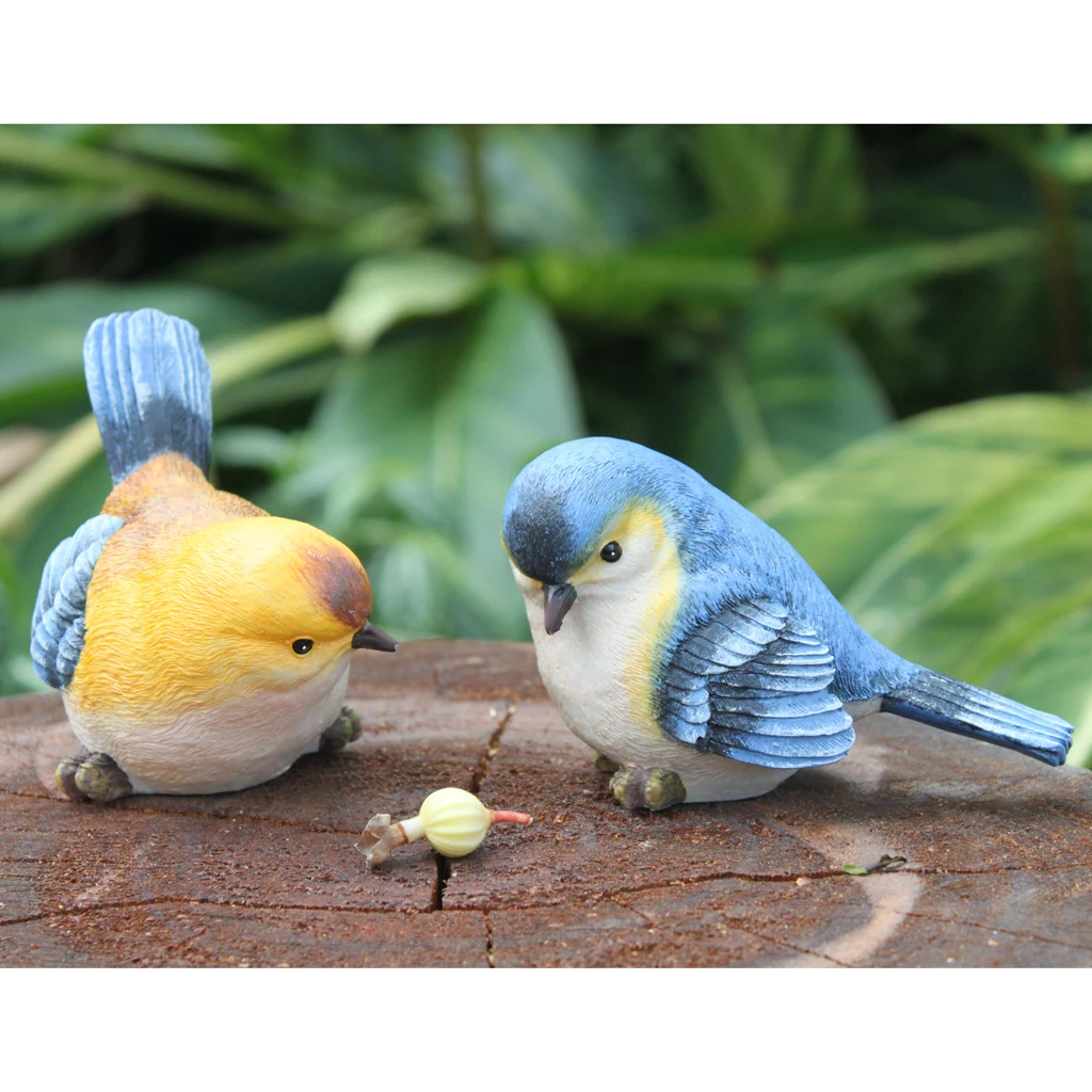 LIFELIKE RESIN BIRDS FIGURE FIGURINE MINIATURE STATUE FOR HOME & GARDEN ORNAMENTS CREATIVE GIFT 3``