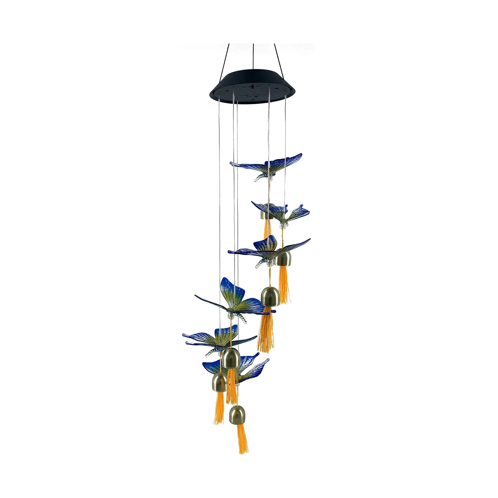 25" Mobile Hanging Wind Chime Changing Color LED Solar Hummingbird Wind Chime 