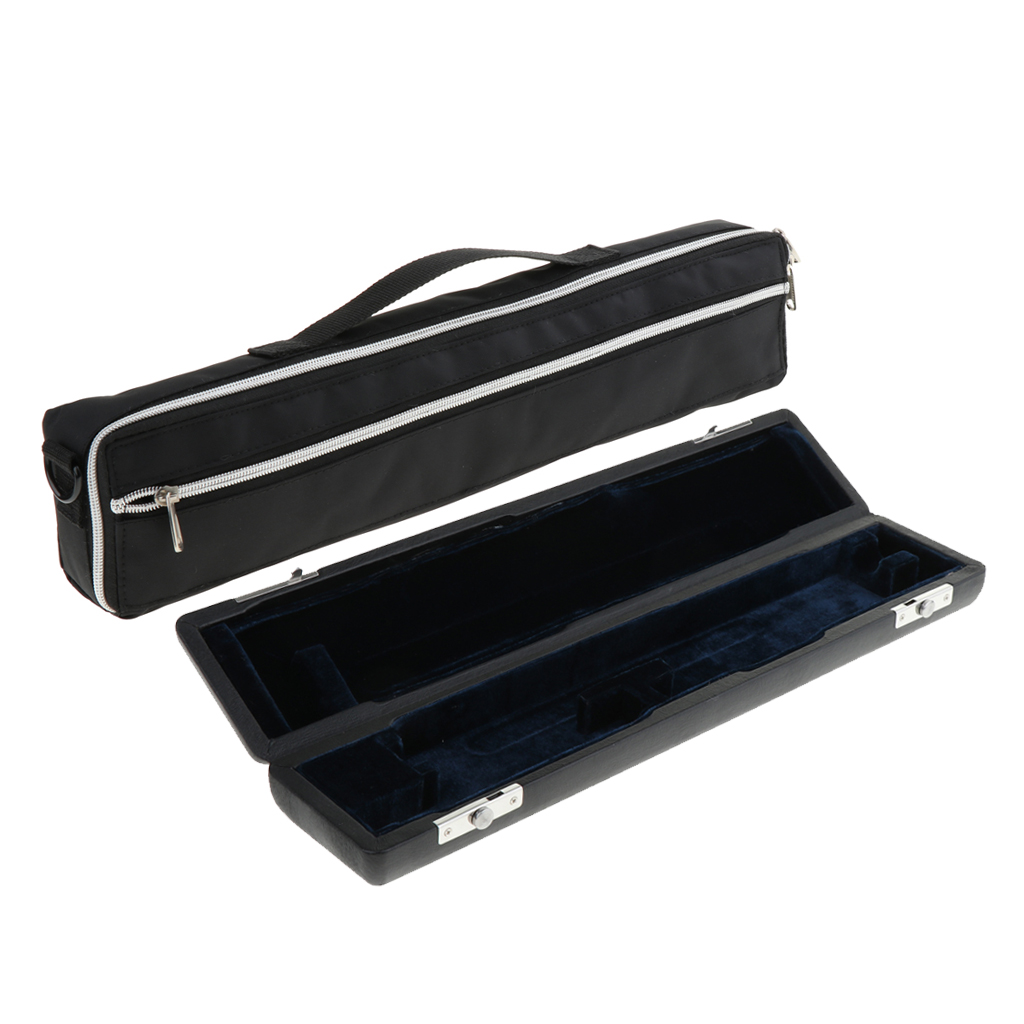 17 Hole Flute Wooden Carry Padded Case Box with Storage Gig Bag Handbag Cover Black