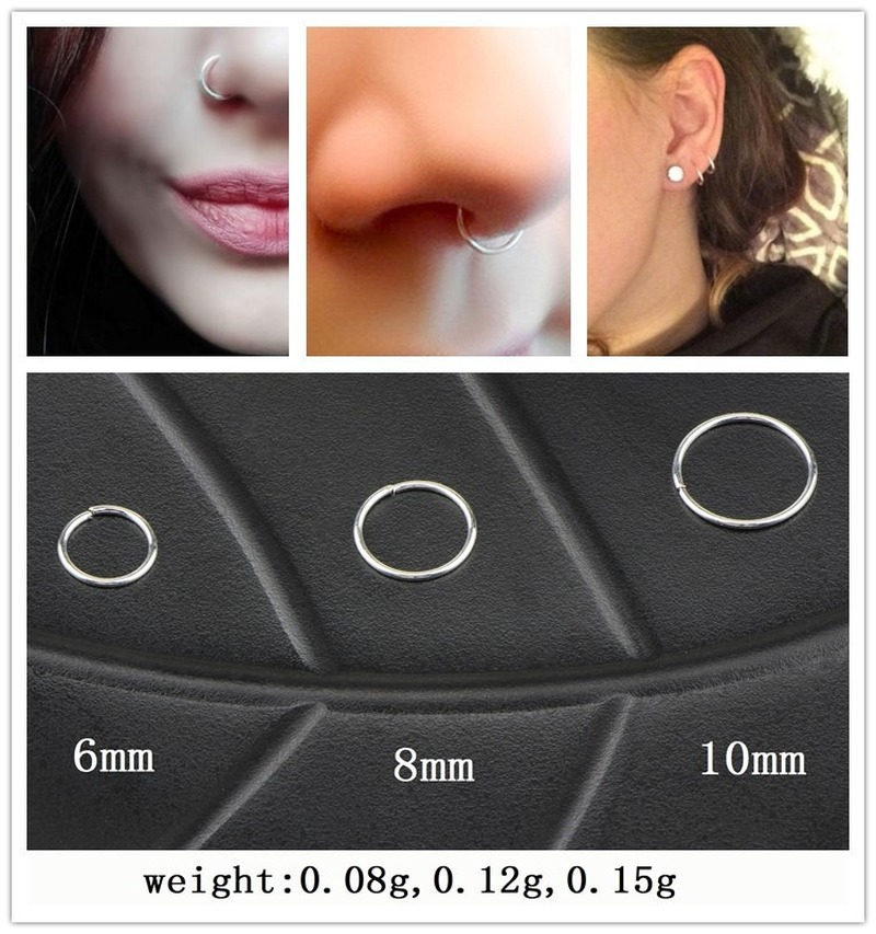 ANNEAU DE PIERCING,Rose Gold6mmFaux anneau de nez tricolore, 2 pièces,