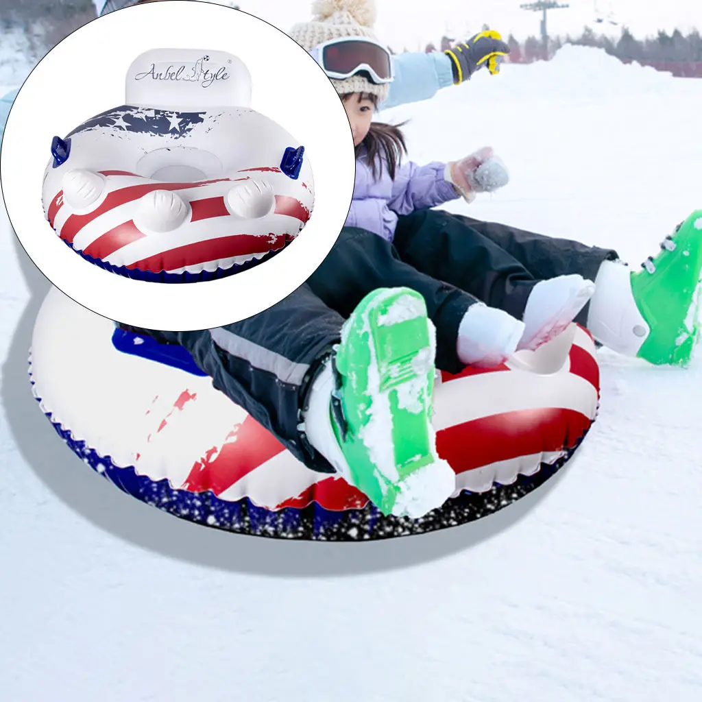 Snow Toy Winter Inflatable Ski Circle Ski Circle With Handle Durable Children Adult Snow Tube Skiing Sled