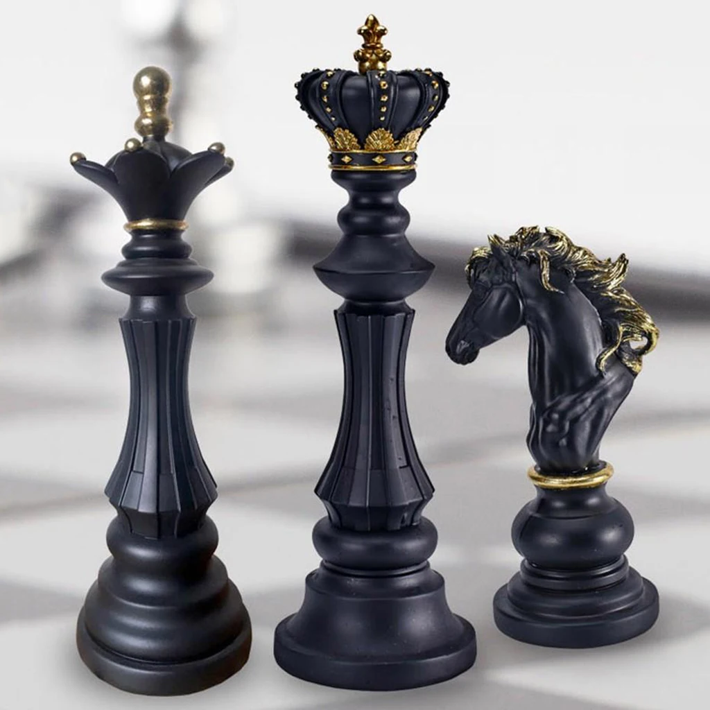 Resin International Chess Statue Figurines Ornament King Queen Knight Crafts