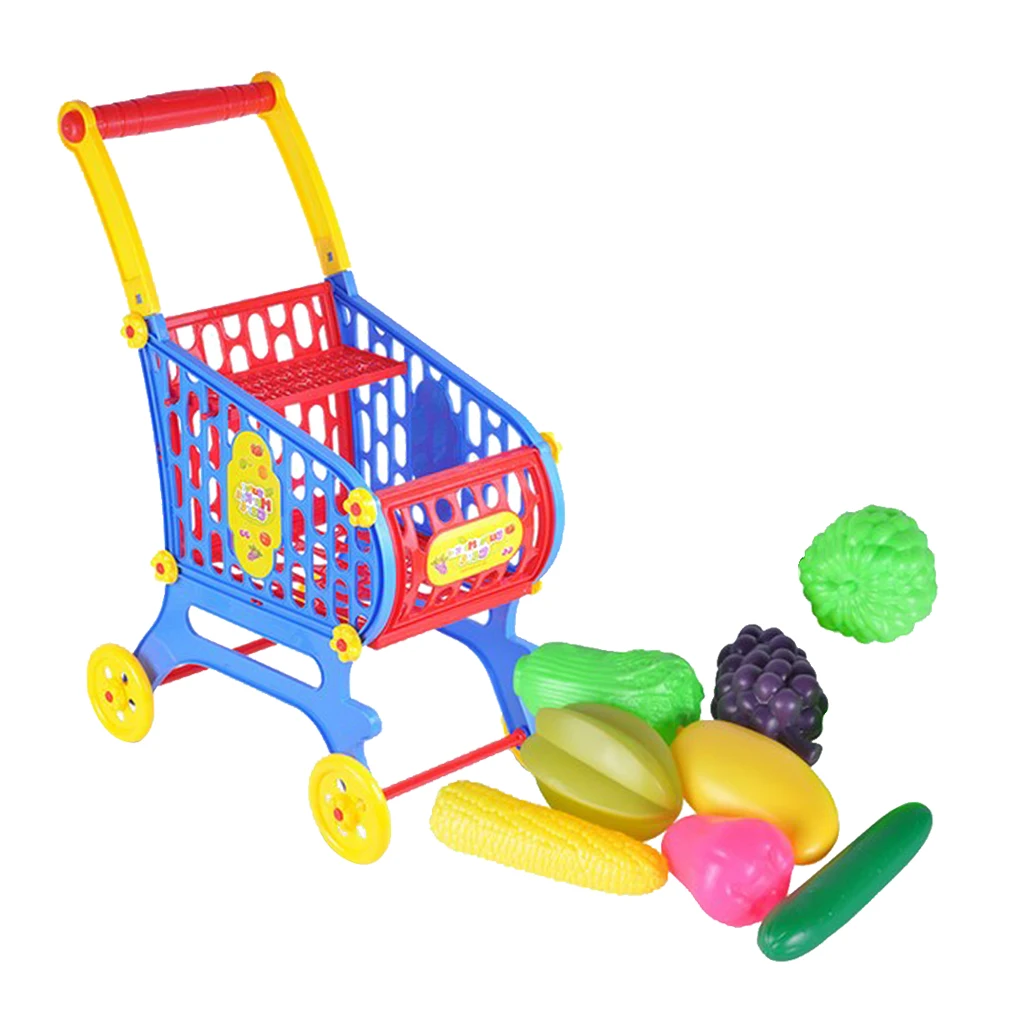 Assembled Supermarket Shopping Trolley with Baby Doll Play Set