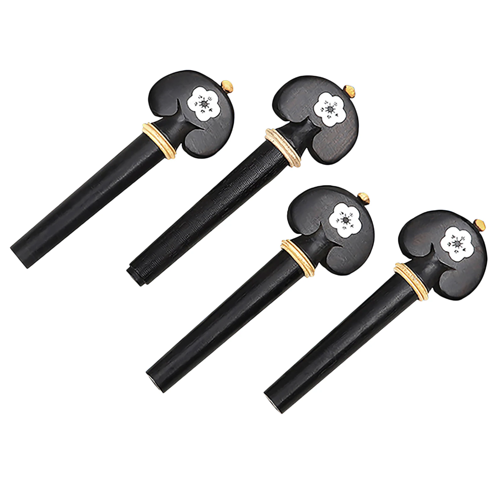 4x Natural Ebony 3/4 4/4 Violin Tuning Pegs Wooden Set Black Replacement String Instrument Accessories Hand Carved White Shell