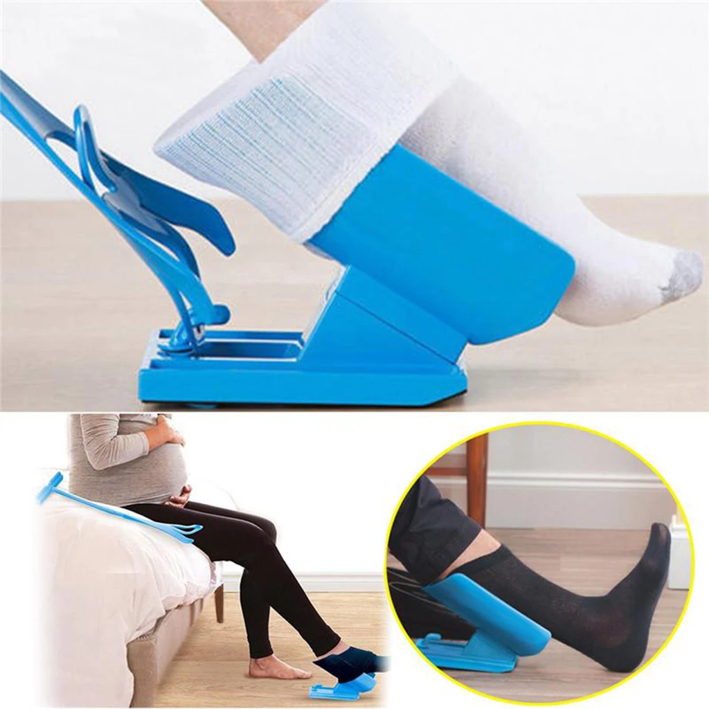 Sock Aid Kit Blue Helper Kit Helps Put Socks On Off No Bending Shoe Horn Suitable For Socks Foot Brace Support Sock Puller