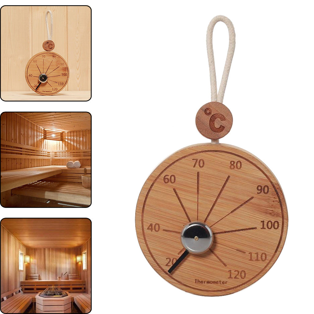 Bamboo Sauna Thermometer Hygrometer Temperature Measures for Sauna Room Household