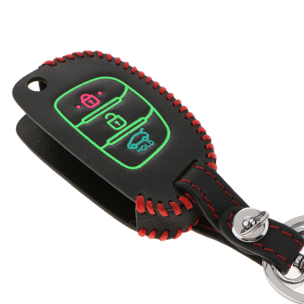 Authentic Leather Remote Smart Key Protector Bag with Key Chain for HYUNDAI 14 MISTRA,15 ELANTRA,15 SANTA,13-15ix35,15 ix25