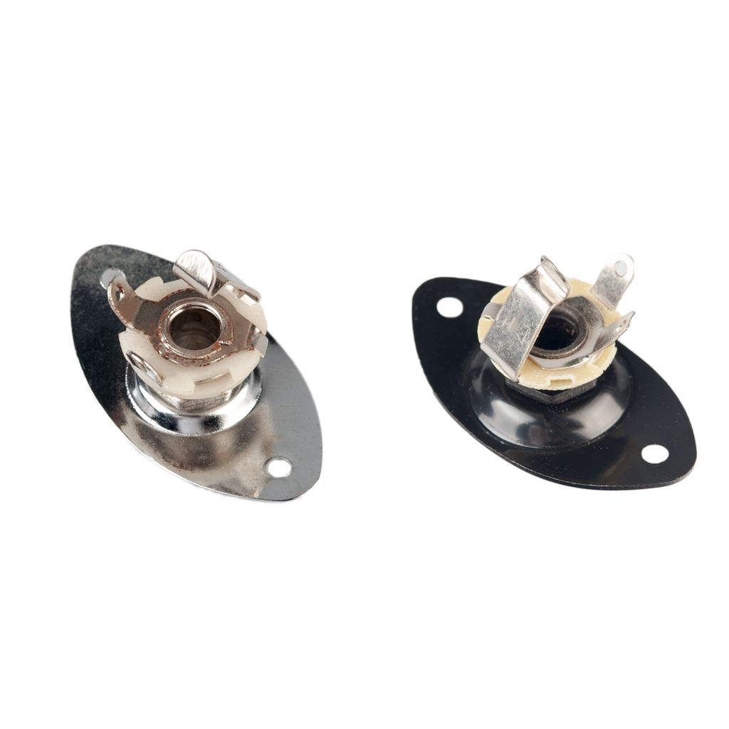 Metal Oval Shape Electric Guitar Input Output Jack Socket Replacements with Mounting Screws DIY