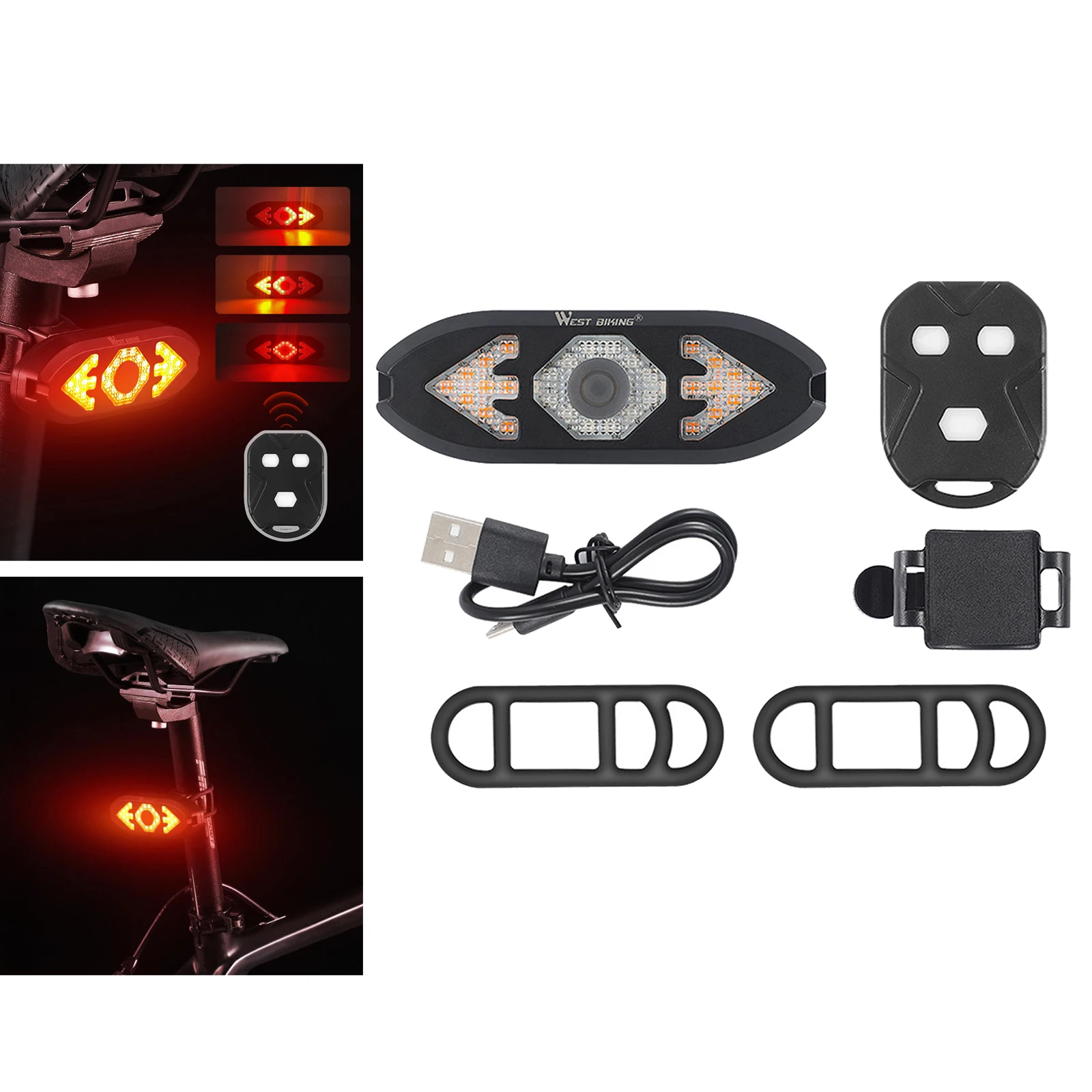 5 Modes Bike Tail Light Turn Signals Wireless Remote Control Mountain Bike Tail Light Waterproof Bicycle Flashing Taillight