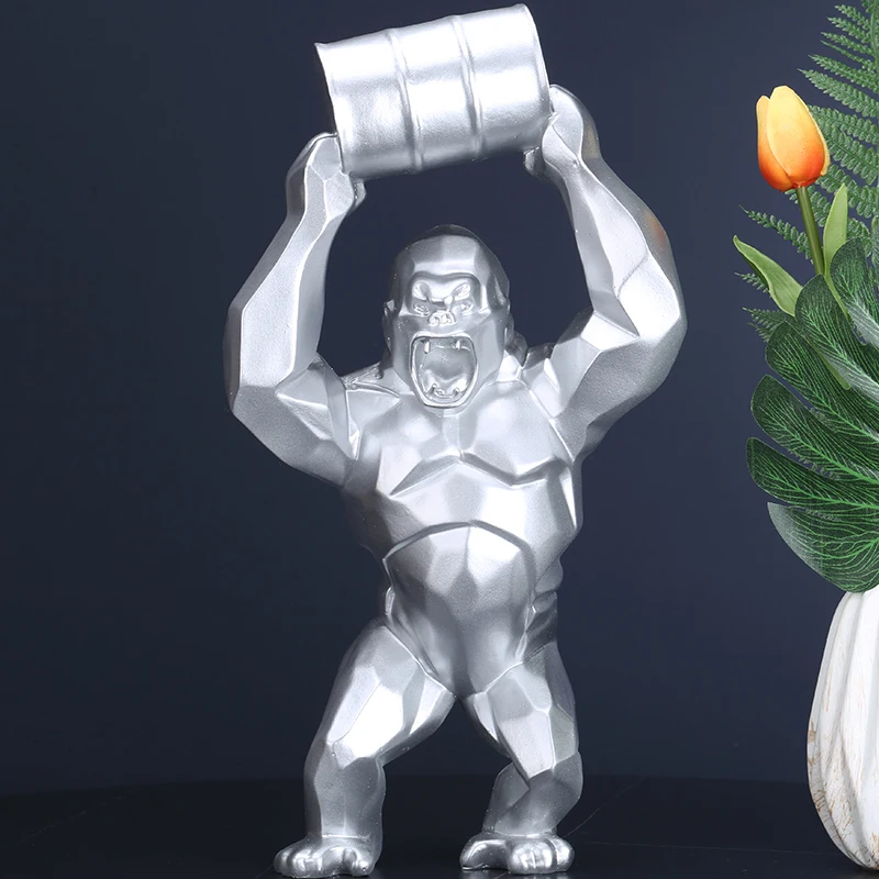 Arte moderna geométrica gorila estátua resina chimpanzé