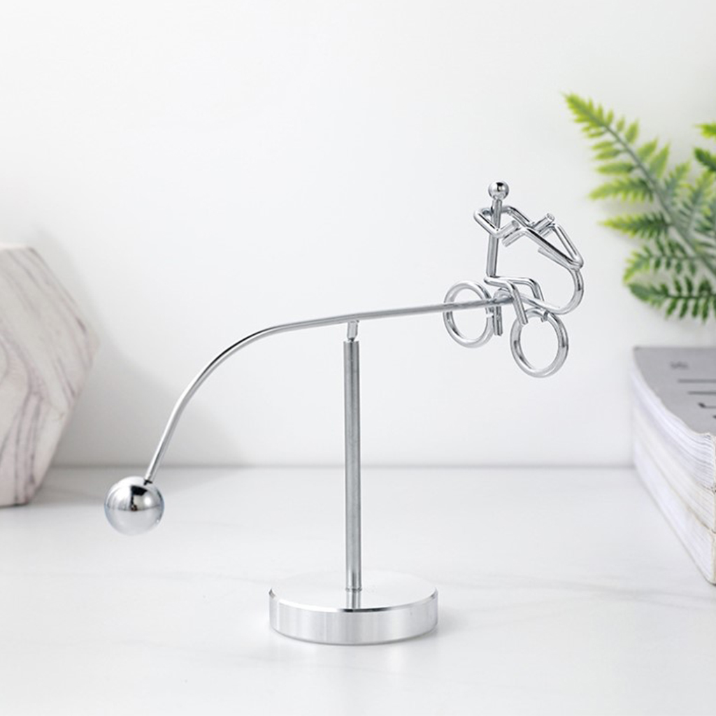 Metal Cycler Balance Toy Pendulum Revolving Bicycle Toy Tabletop Ornament