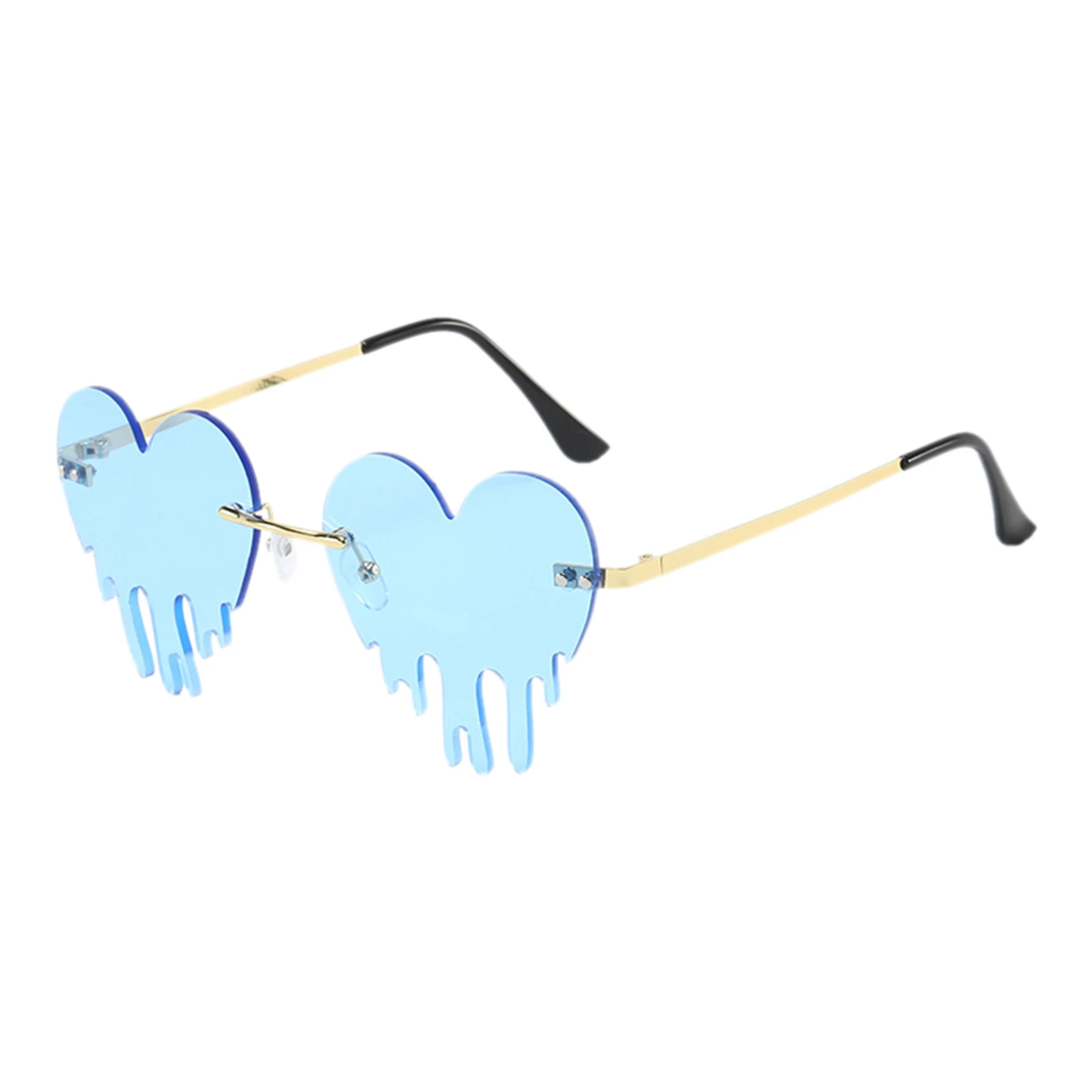 Fashion Dripping Heart Sun Glasses Personality Party Eye Glasses Frameless Fashion Dripping Heart Sun Glasses Personality Party Eye Glasses Frameless