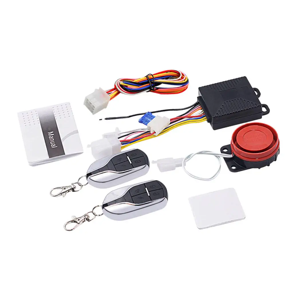 Set of Universal Motorcycle Motorbike Alarm System Immobiliser Remote Control Security