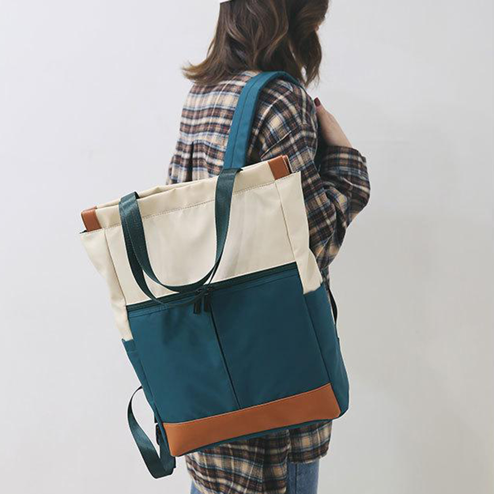 Women Convertible Tote Daypack Laptop Backpack Wide Top Open College School Travel Casual Bags