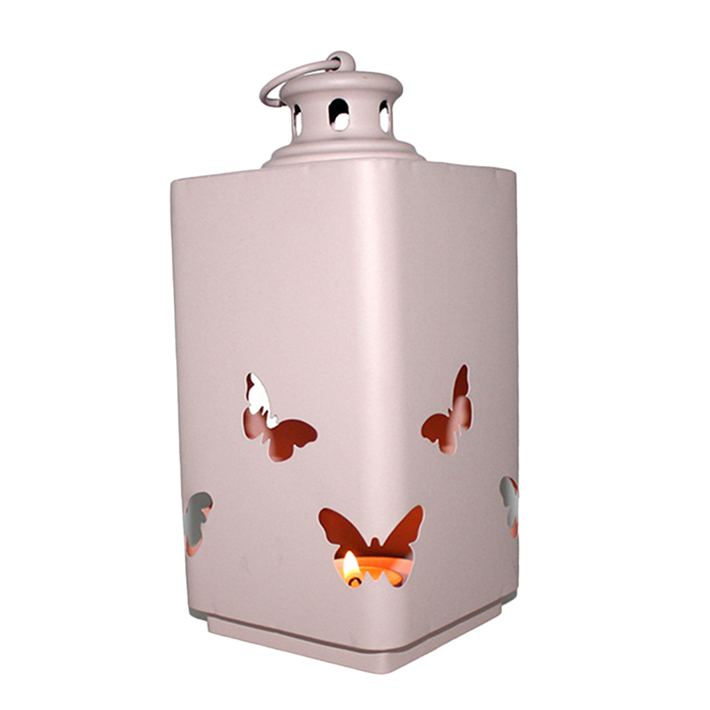 Modern Hollow Style Metal Candle Holder Art Decor Butterfly Candlestick Pink