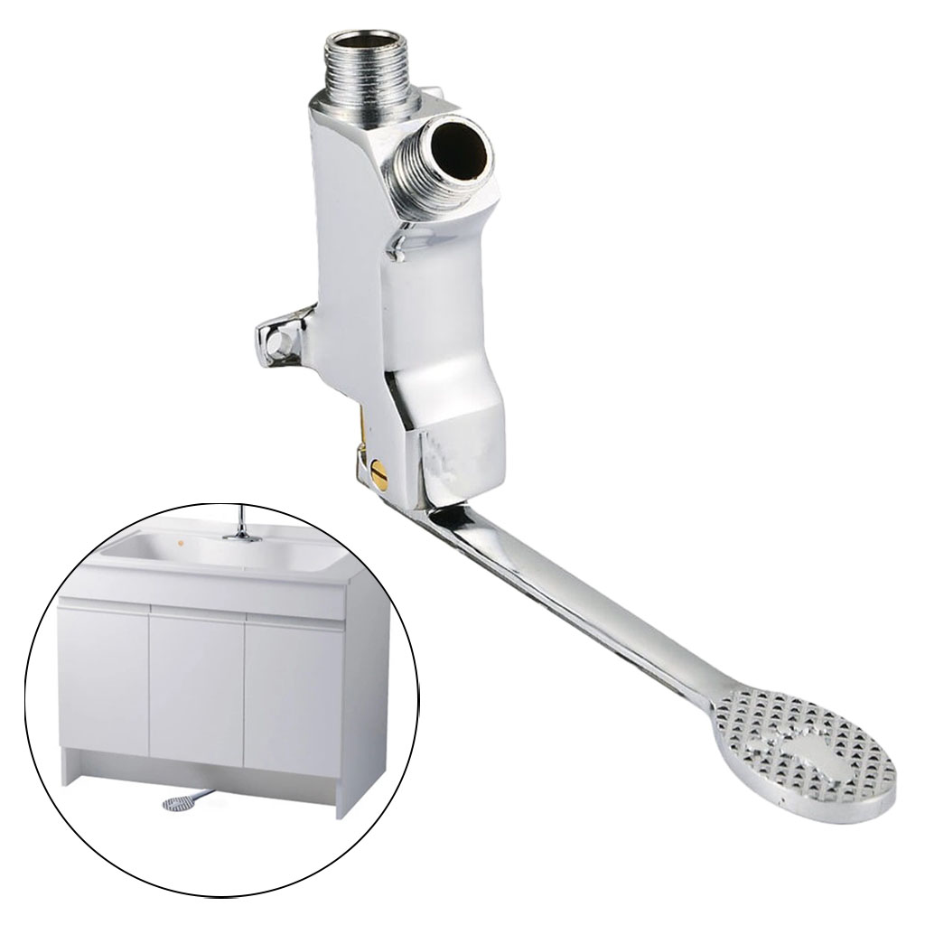 Switch Control By Floor Single Brass Foot Pedal Valve Polished Basin Faucet Single Cold Tap
