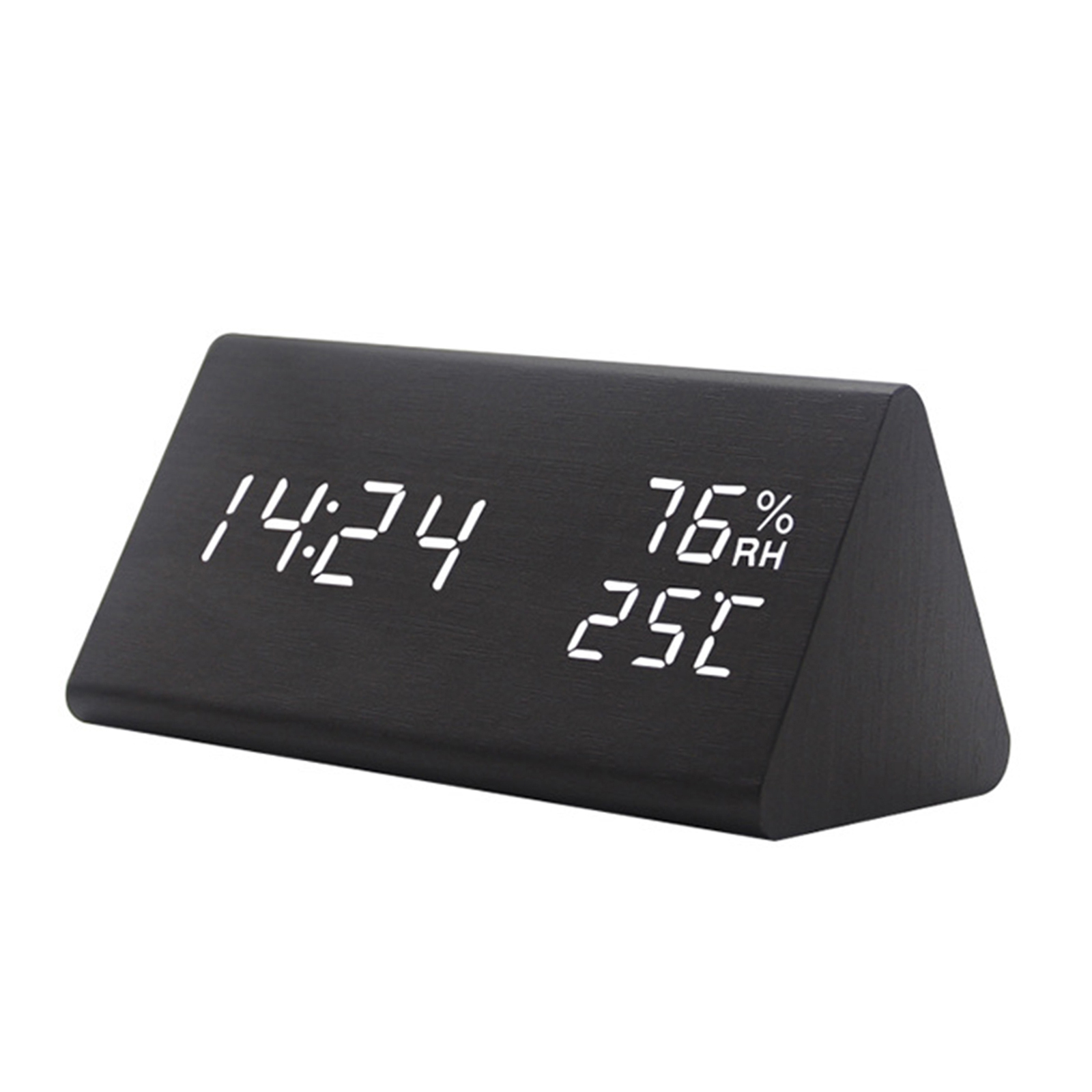 Large Wooden Digital Alarm Clock Portable Snooze TimeAdjustable Brightness Bedroom Bedside Home Office Clocks