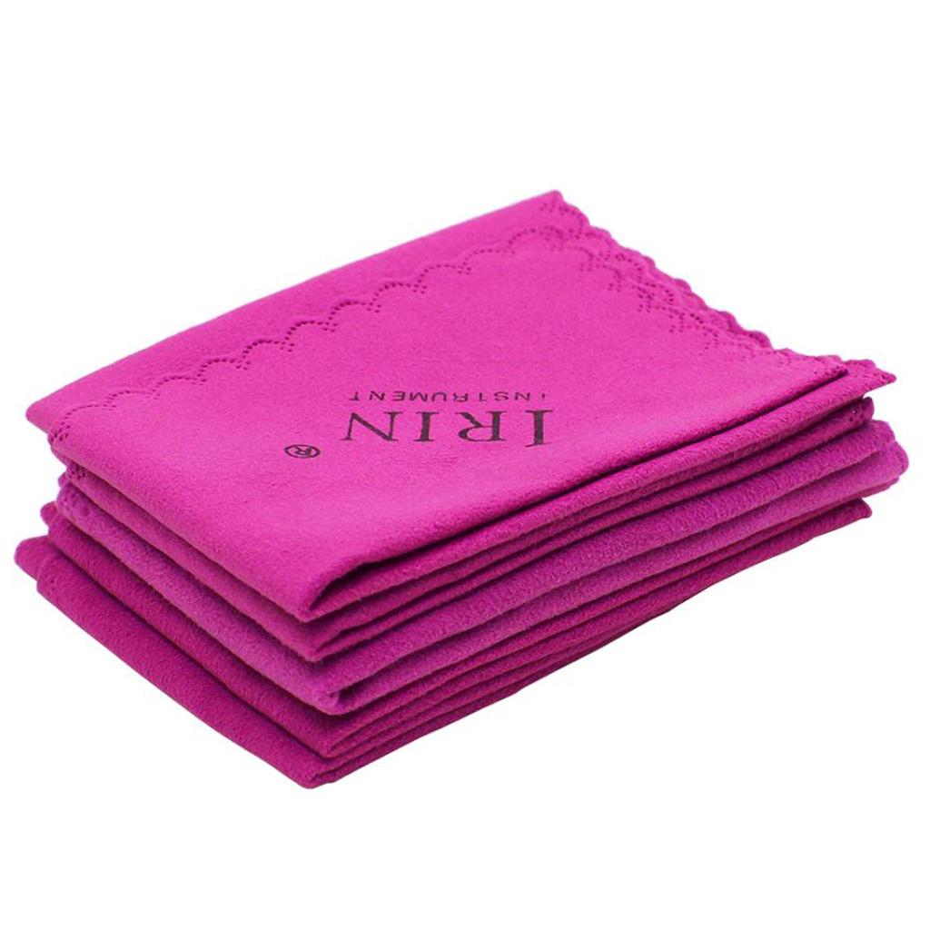 Pack of 5 Square Clean Polish Wipe Cloth Towel 250x250mm for Guitar Cello Violins Ukulele Flute Accessory Rose Red